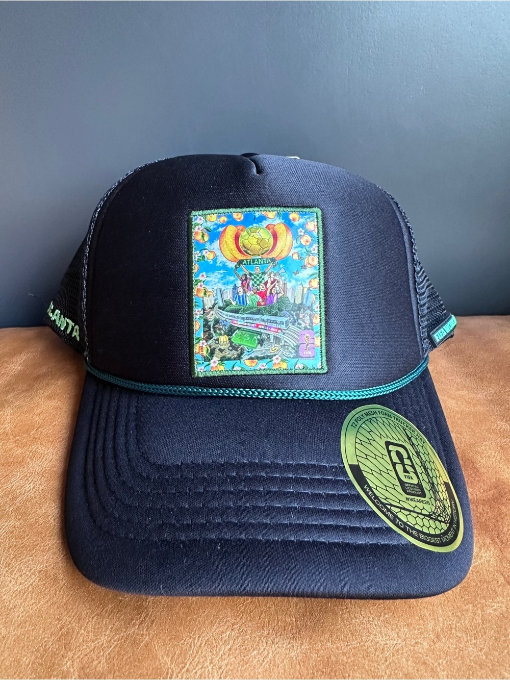 FIFA World Cup 26 Atlanta host city poster Black Trucker Hat snapback